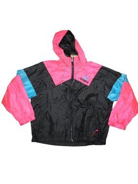 Vintage USA Olympics unisex zip up windbreaker jacket size L neon 90s logo